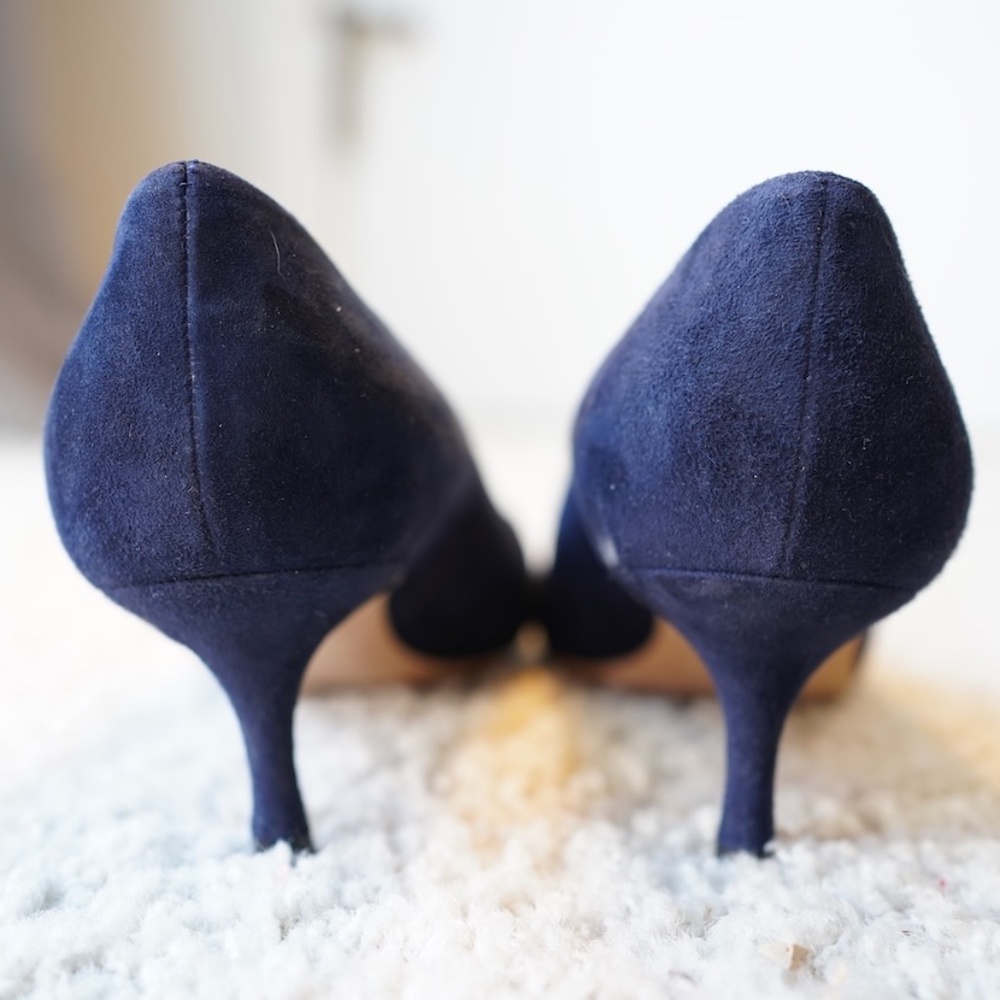 NEW Manolo Blahnik BB 50mm Suede Pumps - Navy Size 7 US / 37 IT - Never Worn - Picture 6 of 8